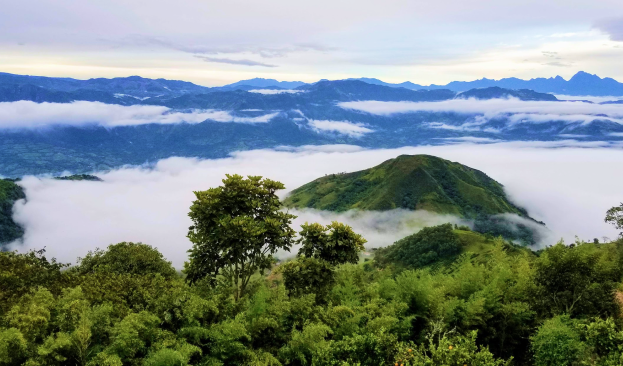 colombian mountains with fog